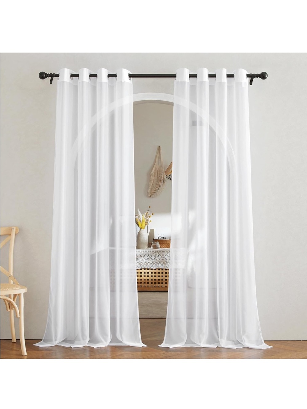 Sheer White Grommet Curtain Panels - Home Accents Nicetown Brand (Amazon)